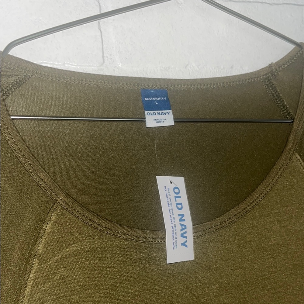 Old Navy Maternity Long Sleeve Shirt Scoop Neck Green Large Casual Layering NWT - Picture 5 of 6